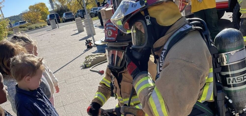 Firefighter community outreach with children